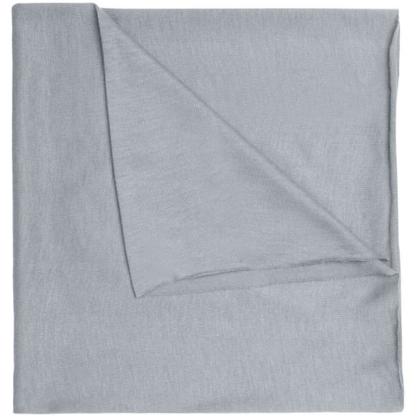 A light grey bandanna made from polyester, with a smooth texture and an overlapping folded corner.