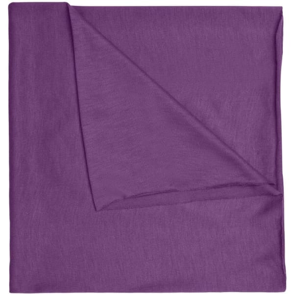 A purple polyester bandanna, featuring a folded design and soft texture, suitable for headwear.