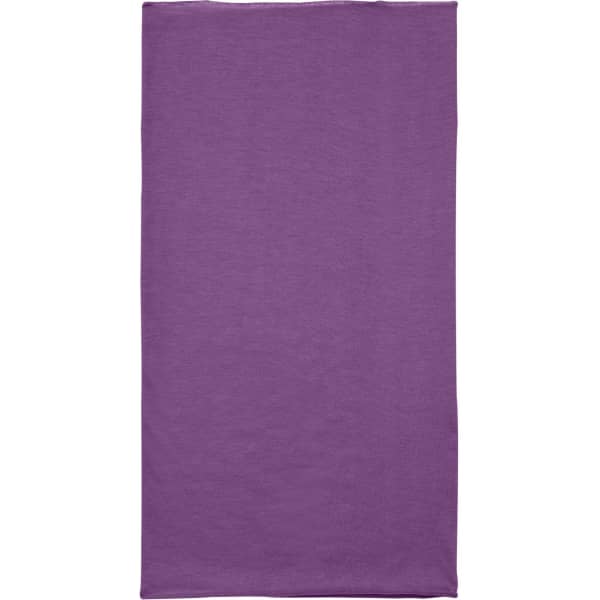 A purple bandanna made from Economic X-Tube Polyester, featuring a simple design and logo.
