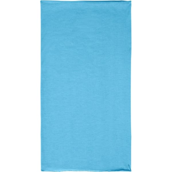 A blue polyester bandanna featuring a simple and smooth design, suitable for various headwear applications.