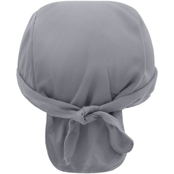 A grey Functional Bandana Hat featuring a breathable mesh design and a tied back for secure fitting.