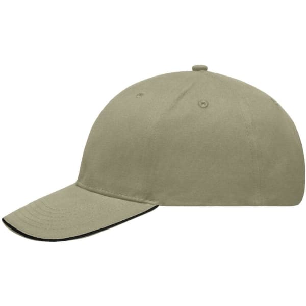 A light brushed sandwich cap in khaki with a curved peak and an adjustable strap at the back.