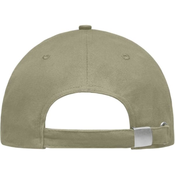 A light brushed sandwich cap in olive green with a metal clasp at the back and ventilation holes.