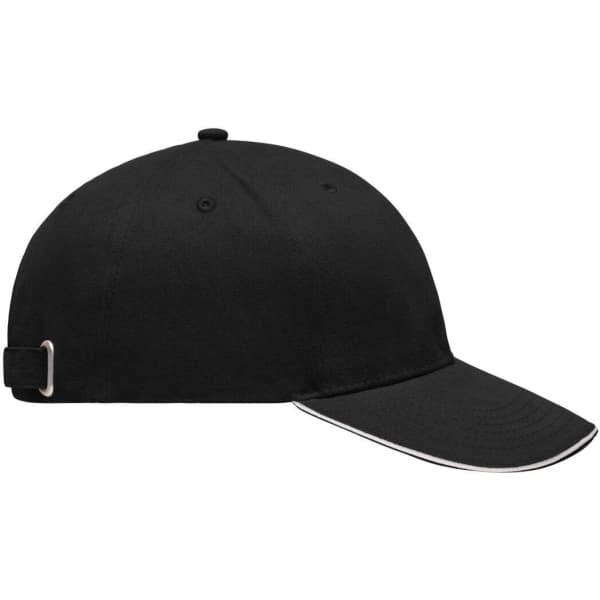 A black Light Brushed Sandwich Cap with a curved brim and an adjustable strap at the back.
