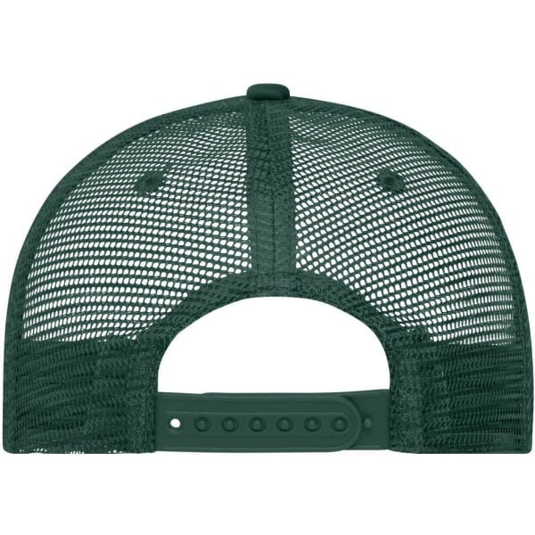 A green 5 Panel Retro Mesh Trucker cap featuring a mesh back and an adjustable strap.