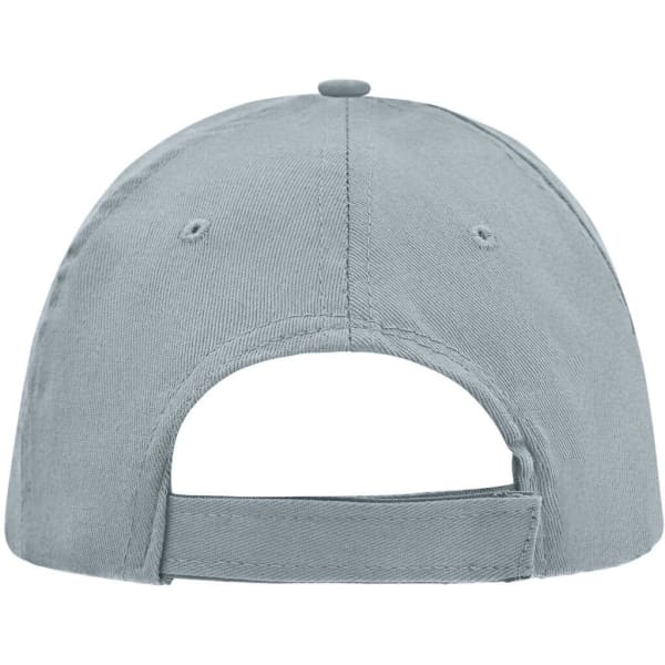 A light grey 5 Panel Promo Sandwich Cap with an adjustable strap at the back and a branded logo.