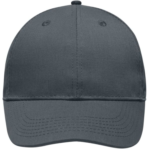 A grey 6-panel workwear cap featuring a rounded peak and a logo on the front.