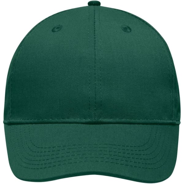 A green 6 Panel Workwear Cap featuring a solid design and a logo on the front.