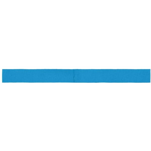 A blue ribbon for promotional use, featuring a smooth fabric texture and a plain design.