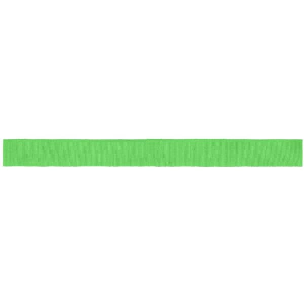 A green promotional ribbon with a smooth texture, suitable for various decorative uses.