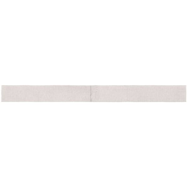 A promotional ribbon for hats in a light grey colour, featuring a simple design and a logo.