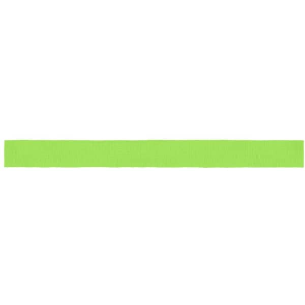 A bright green ribbon for promotions. It has a smooth texture and is suitable for various decorative uses.