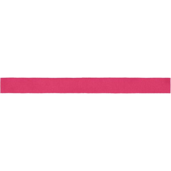 A pink ribbon for promotional use, displayed on a plain background. Features a branding logo.
