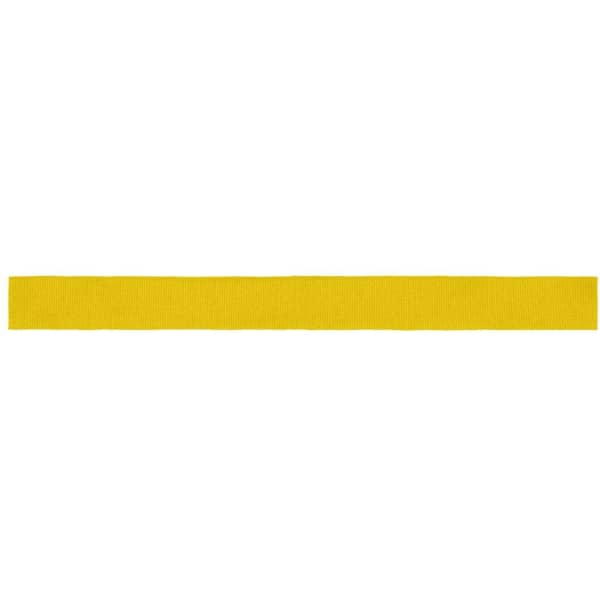 A yellow ribbon for promotional use, featuring a plain design and a branding logo.