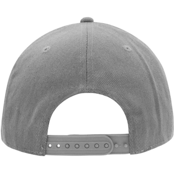 A grey 6 Panel Pro Cap Style cap featuring a rear strap and a branding logo.