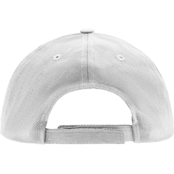 A light grey kids' five-panel cap featuring a rear adjustable strap and a logo on the back.
