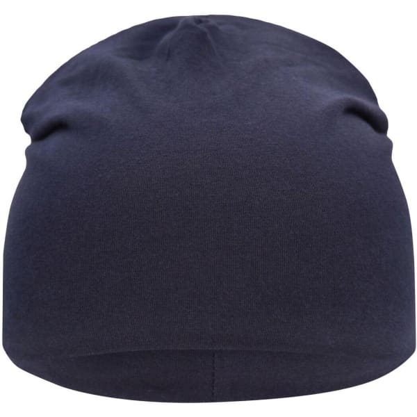 A navy Jersey Beanie with a smooth, fitted design, featuring a simple, seamless construction and no embellishments.