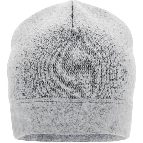 A knitted fleece workwear beanie in a grey melange colour, featuring a simple design and fitted style.