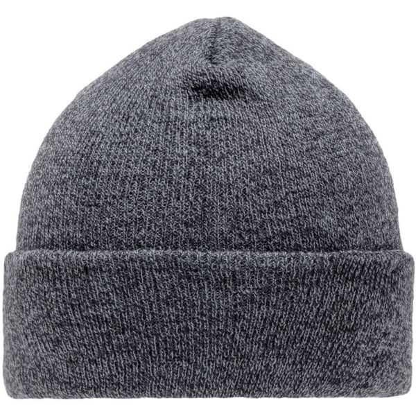A Melange Beanie in dark grey, featuring a simple design with a folded brim and a textured finish.