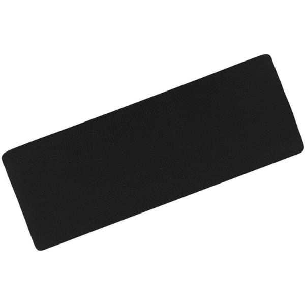 A black running headband with a plain design and a logo.