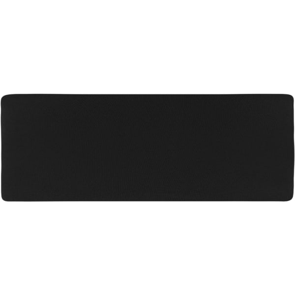 A black running headband with a smooth texture, featuring a simple design and a logo.