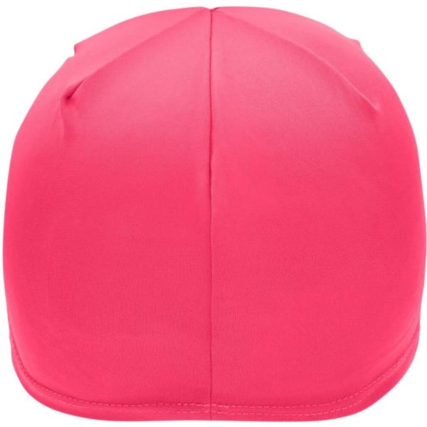 A pink running beanie with a smooth, seamless design and no visible branding.