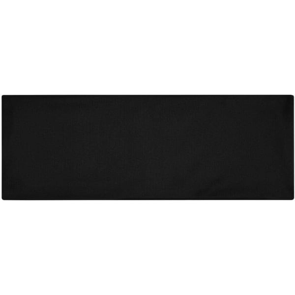 A running headband in solid black, featuring a logo, suitable for sports activities.