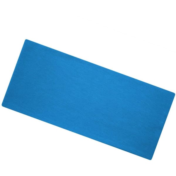A bio cotton headband in a vibrant blue colour, with a plain design and a logo.