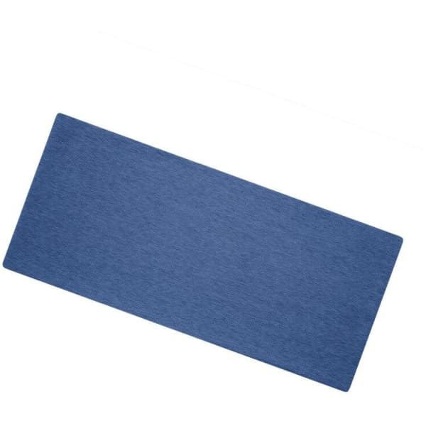 A blue Bio Cotton headband with a textured finish, featuring a logo.