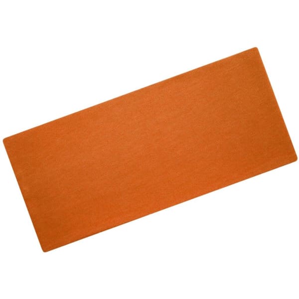 An orange Bio Cotton headband displayed flat, featuring a simple design and a logo.