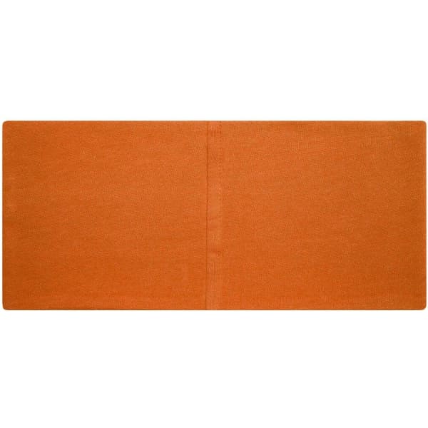 An orange Bio Cotton Headband with a simple design and a subtle seam down the centre. It features a logo.