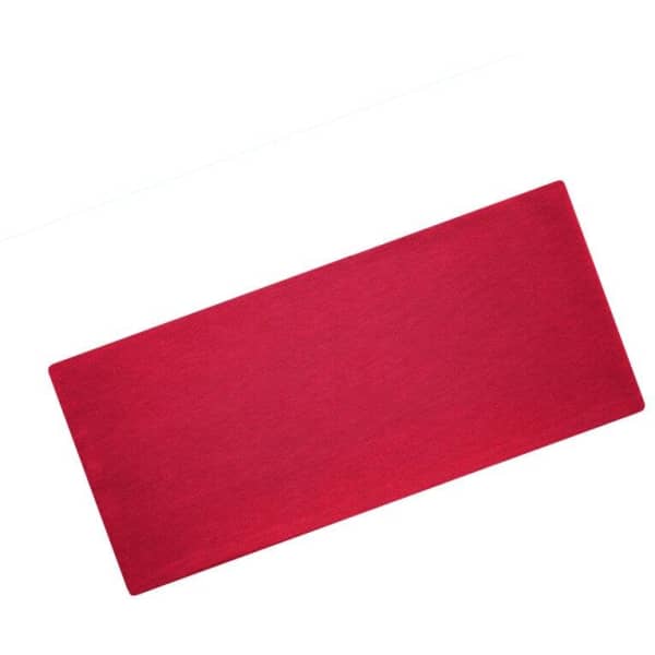 A red Bio Cotton headband with a simple rectangular shape and a subtle logo.