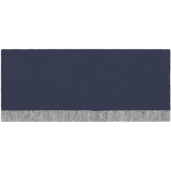 A reversible headband featuring navy blue and grey colours with a subtle logo.