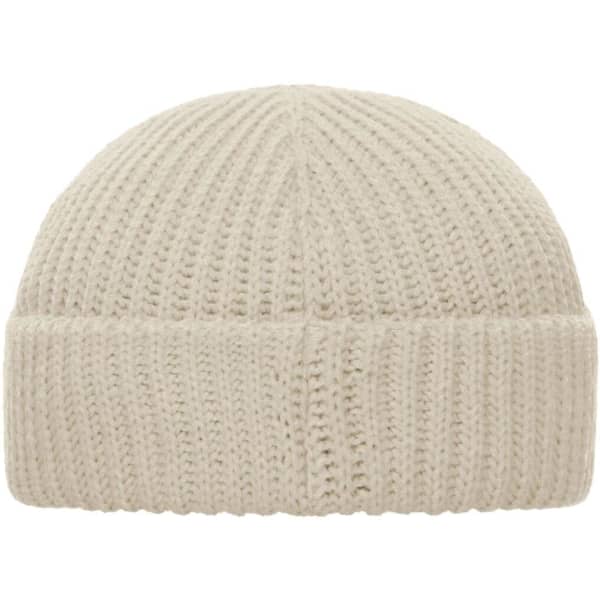 A cream-coloured Fisherman Beanie featuring a ribbed knit design. The beanie has no visible logos or branding.