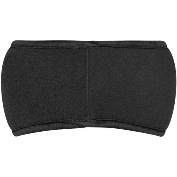 A black Thinsulate™ headband with a snug, contoured design. It features a simple logo on the material.