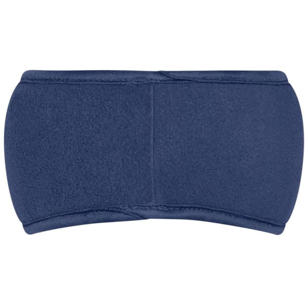 A navy Thinsulate™ headband with a smooth, seamless design suitable for cold weather. It has a branded logo.