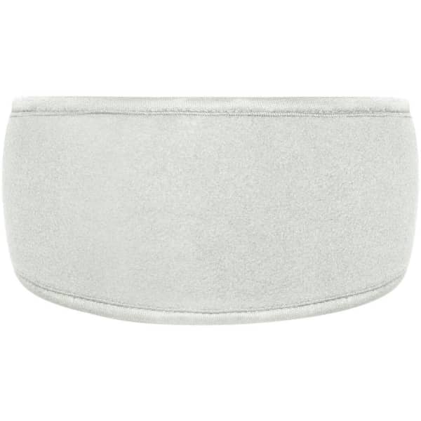 A grey Thinsulate™ headband with a smooth texture and rounded design, featuring a logo.