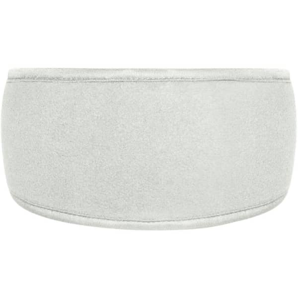 A grey Thinsulate™ headband with a smooth, soft texture and a simple design. It features a logo on one side.