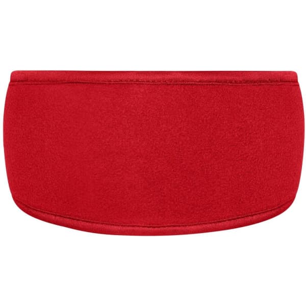 A red Thinsulate™ headband featuring a simple and smooth design, with a logo on the side.