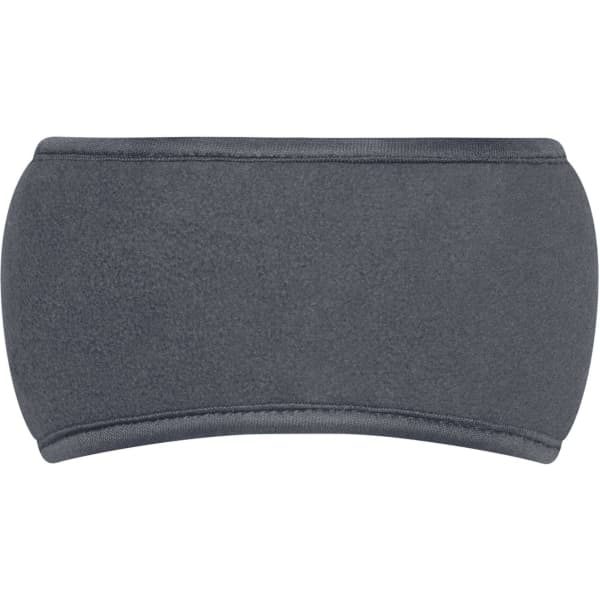 A Thinsulate™ headband in dark grey, featuring a soft fleece texture and a logo on the side.
