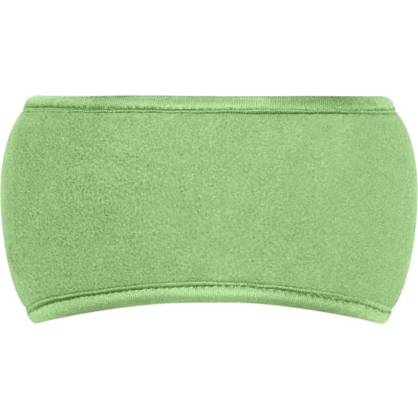 A green Thinsulate™ headband with a soft, fleece-like texture and a smooth finish. It features a logo.