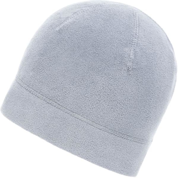 A light grey microfleece beanie with a simple design and no visible logos or branding.