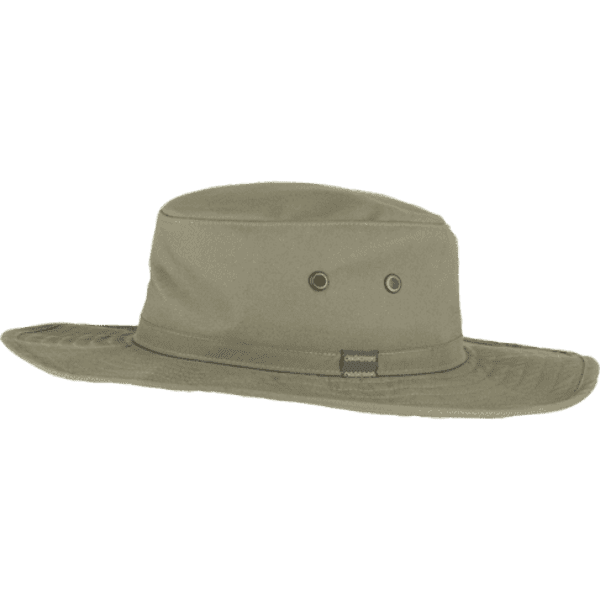 A green Kiwi Ranger hat featuring a wide brim and ventilation holes. It includes a brand logo.