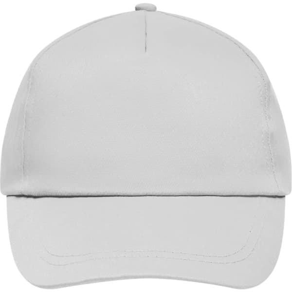 A light grey 5-panel cap with a curved brim and a logo on the front.
