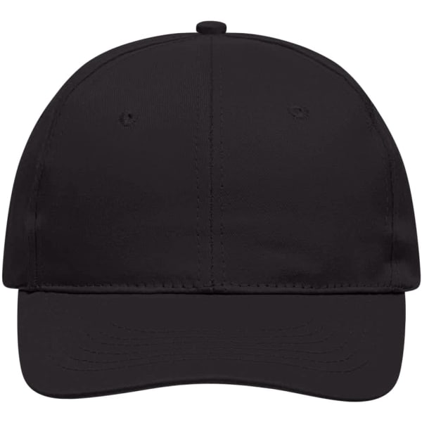 A black six-panel cap featuring a solid design and a front logo area.