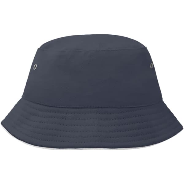 A navy blue fisherman piping hat for kids featuring a wide brim and eyelets. It has a simple design with no visible logos.