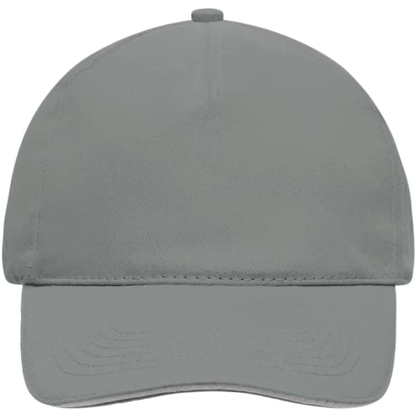 A 5-panel sandwich cap in a muted grey colour, featuring a structured design and a branded logo.