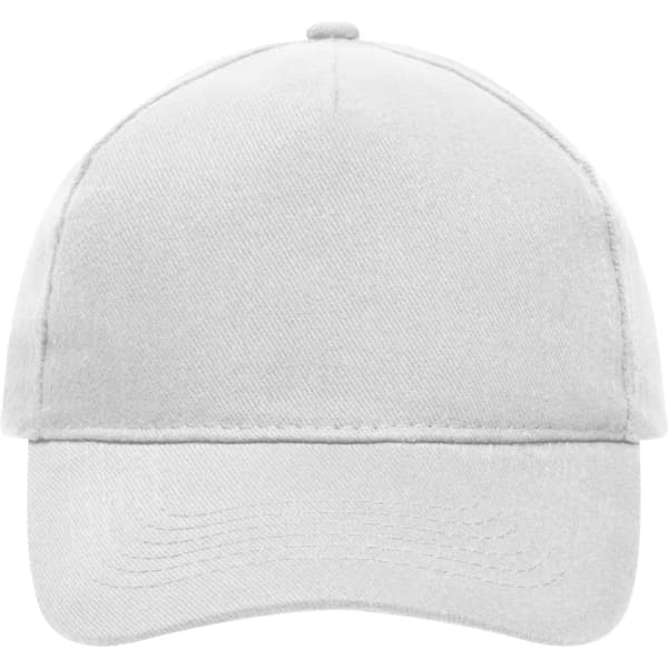 A heavy cotton 5 panel cap in light grey, featuring a structured design and a logo on the front.