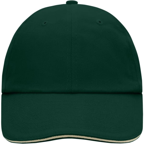 A green 6 Panel Raver Sandwich Cap with a contrasting peak and a logo on the front.