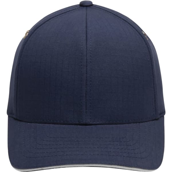 A navy Flexfit Ripstop Sandwich Cap featuring a textured fabric and a branded logo.